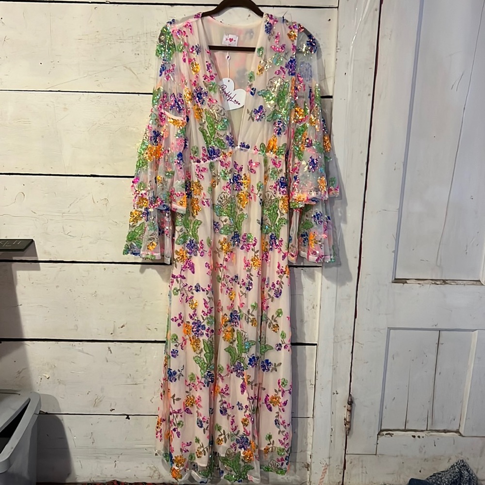 Buddy love sequin bell sleeve dress